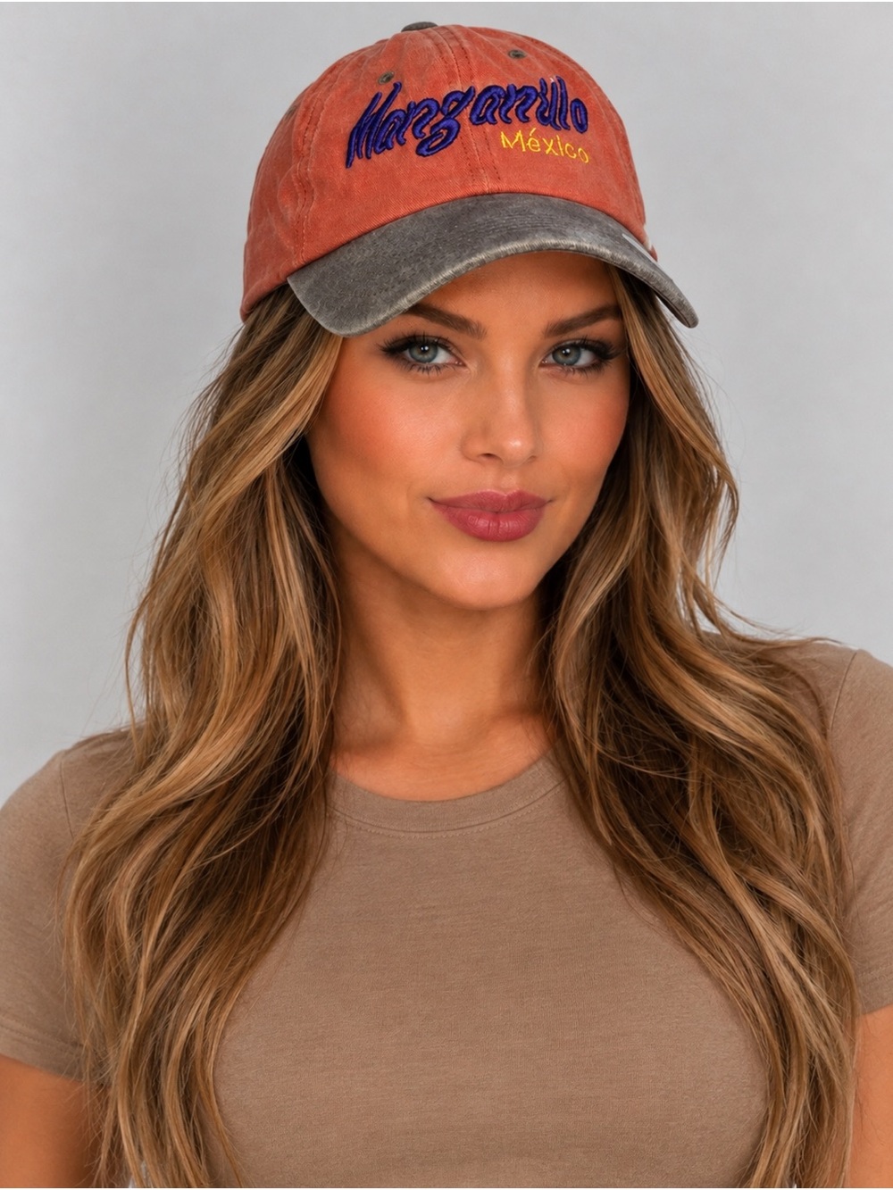 NWT Manzanillo Mexico Embroidered Baseball Rust Cap Unisex